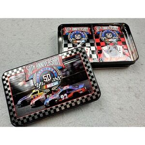 1998 Nascar Limited Ed.50th Anniversary Bicycle Brand Playing Cards-2 Sets & Tin